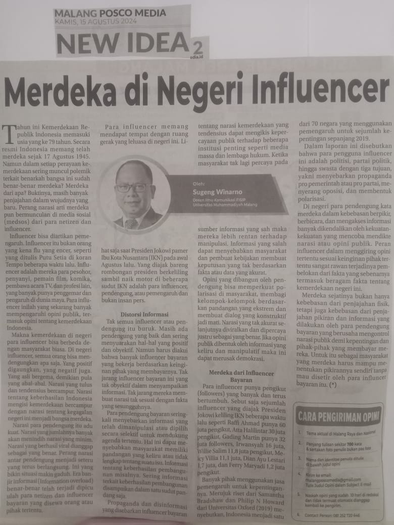 Merdeka Di Negeri Influencer - Malang Posco Media - UMM Dalam Berita ...